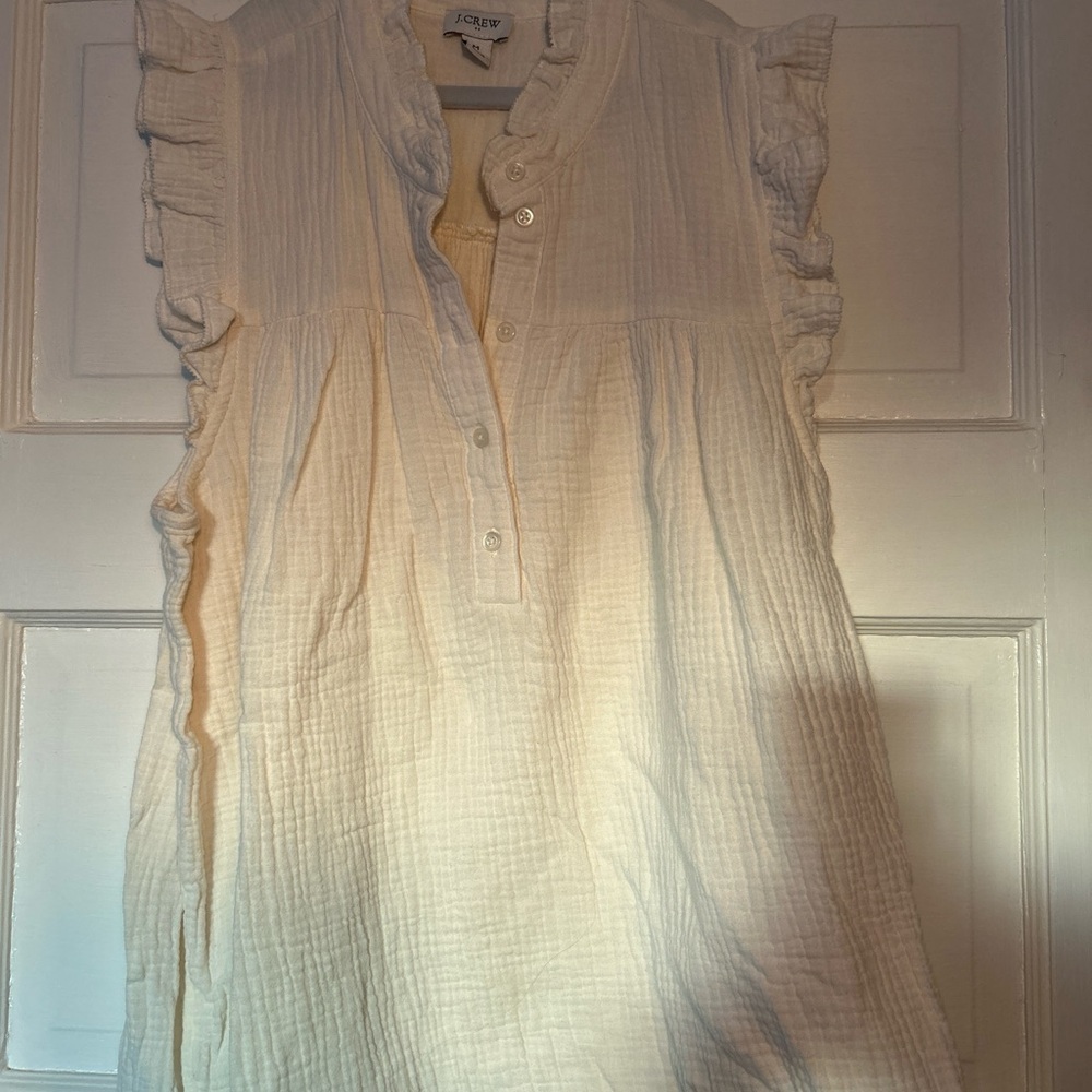 J. Crew - Women's Cream Ruffle Top
